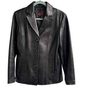 Vintage Siena Black Genuine Buttery Soft Leather Tailored Blazer Women’s  sz 4